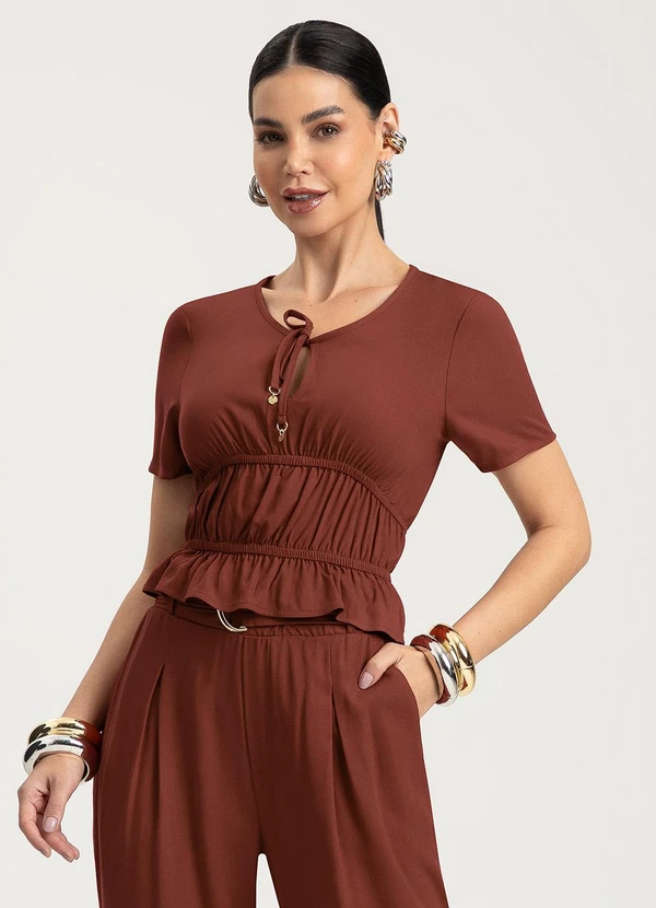 Gris - Blusa em Viscose Marrom