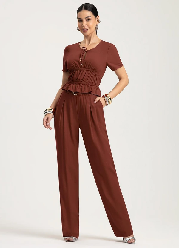 Gris - Blusa em Viscose Marrom 4