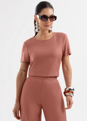 Cativa - Blusa em Viscose Marrom - CATIVA