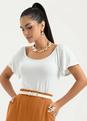 Cativa - Blusa em Viscose Off White - CATIVA