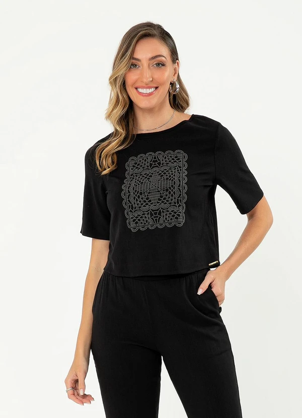 Cativa - Blusa em Viscose Preto