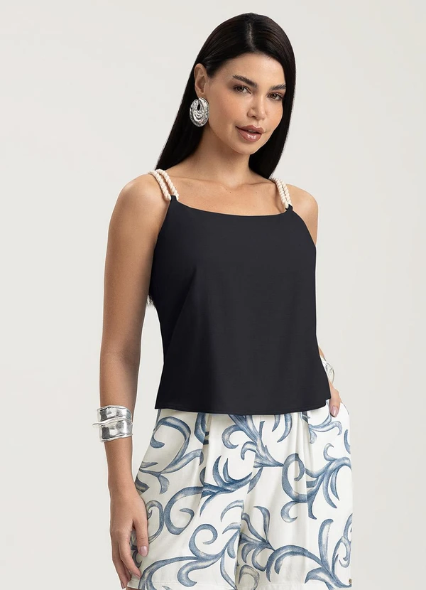 Gris - Blusa em Viscose Preto