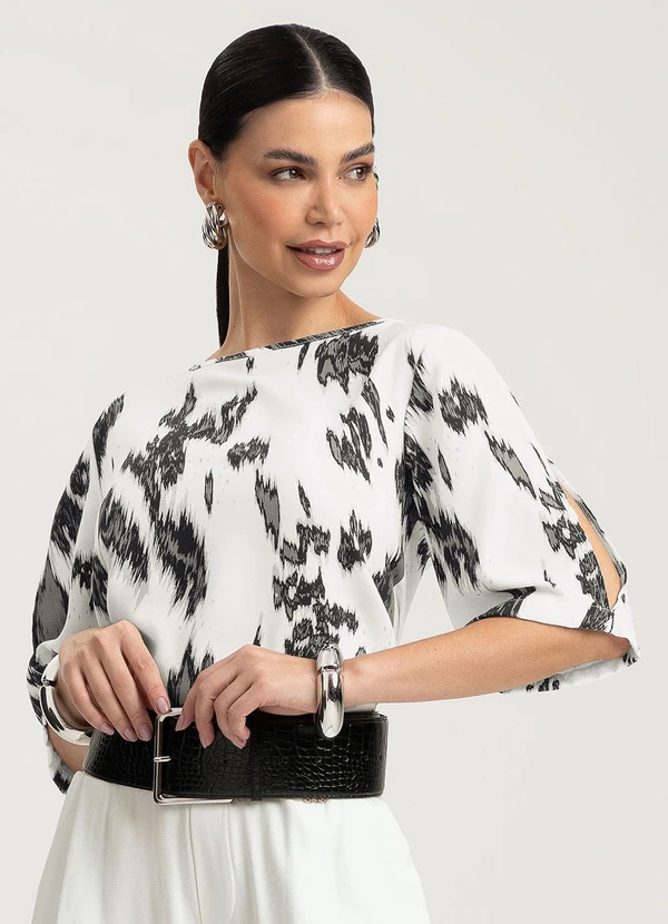 Gris - Blusa em Viscose Preto