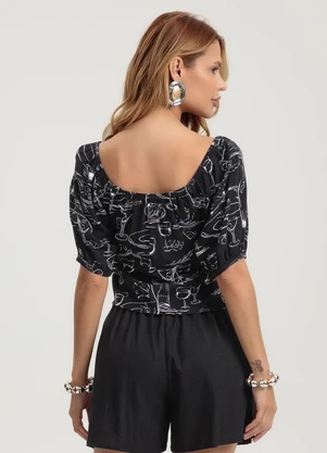 Gris - Blusa em Viscose Preto - GRIS