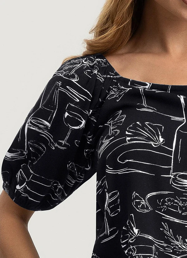 Gris - Blusa em Viscose Preto 3