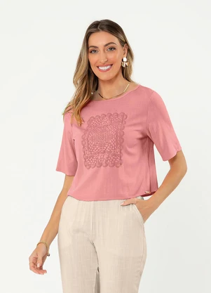 Cativa - Blusa em Viscose Rosa Claro - CATIVA