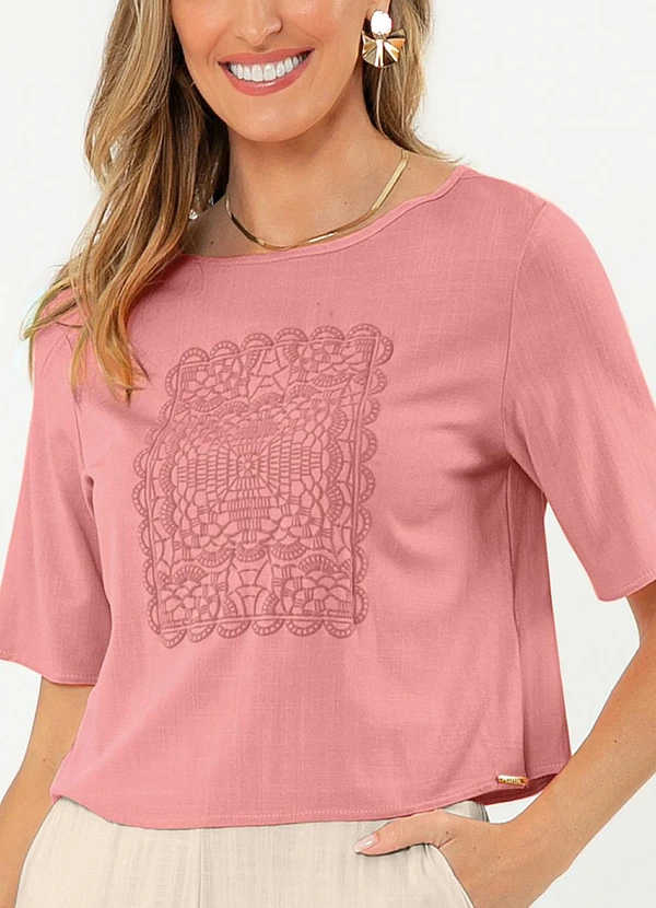 Cativa - Blusa em Viscose Rosa Claro 3