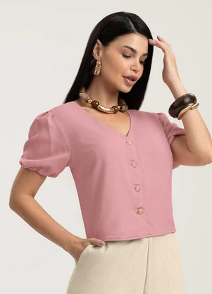 Gris - Blusa em Viscose  Rosa - GRIS