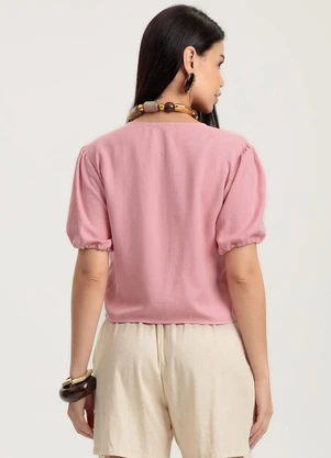 Gris - Blusa em Viscose  Rosa - GRIS