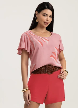 Gris - Blusa em Viscose Rosa - GRIS