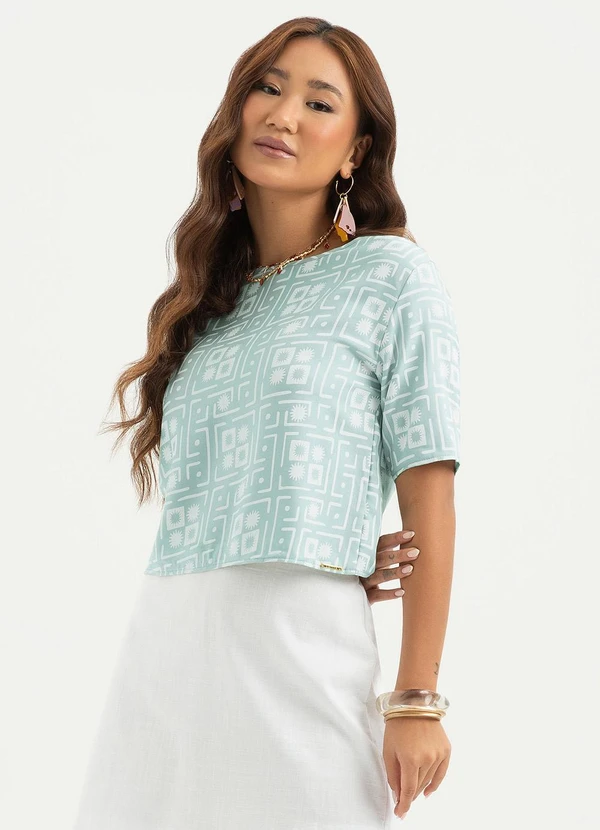 Cativa - Blusa em Viscose Verde Claro