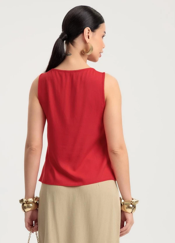 Gris - Blusa em Viscose Vermelho 2