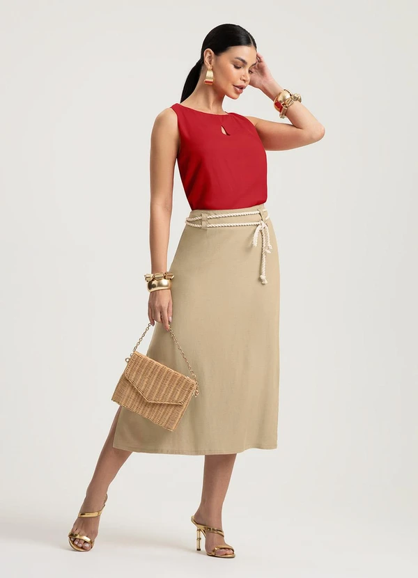 Gris - Blusa em Viscose Vermelho 3