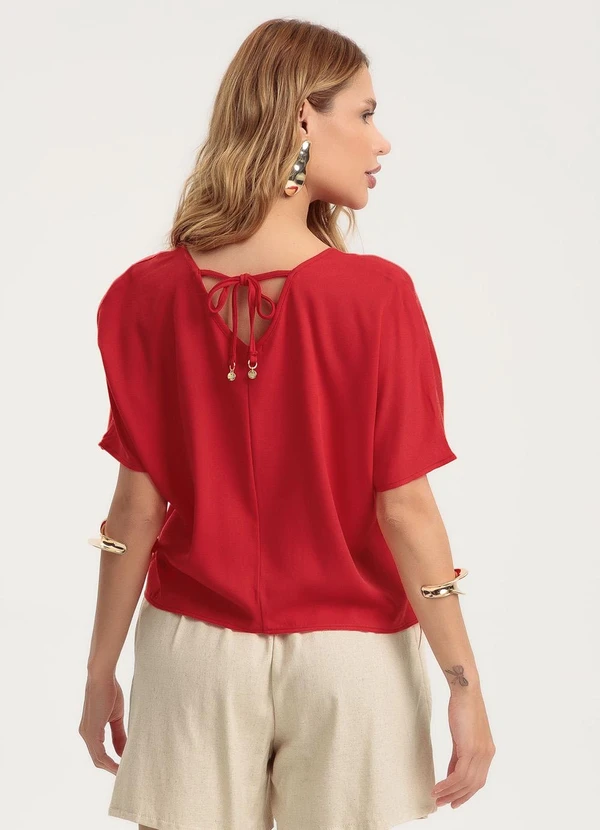 Gris - Blusa em Viscose Vermelho 2