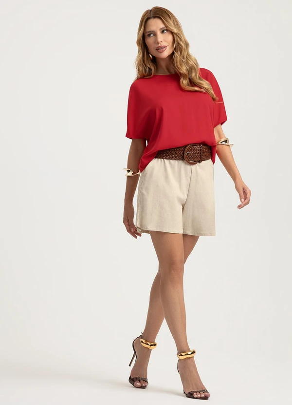 Gris - Blusa em Viscose Vermelho 3