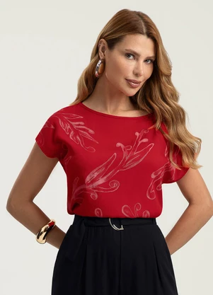 Gris - Blusa em Viscose Vermelho - GRIS
