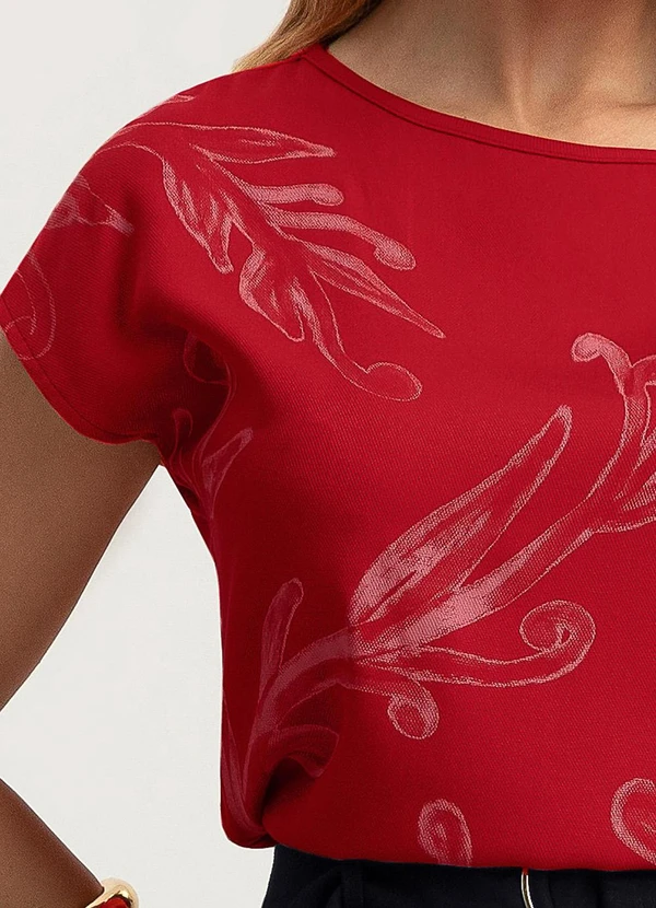 Gris - Blusa em Viscose Vermelho 3