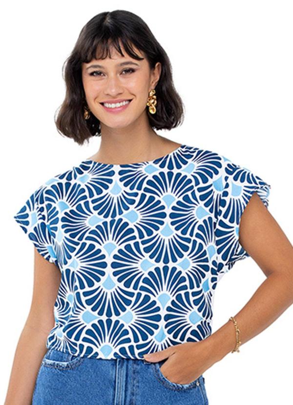 Rezzato - Blusa Estampa Geométrica Adulto Feminino Azul