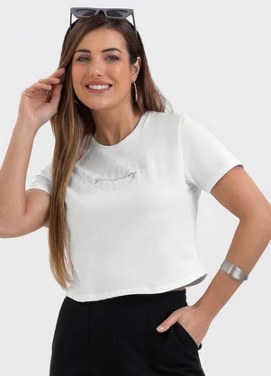 Habana - Blusa Estampa Puff com Glitter em Algodão Branco - HABANA