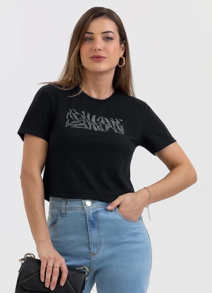 Habana - Blusa Estampa Puff com Glitter em Algodão Preto - HABANA