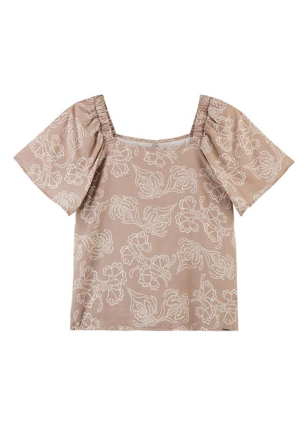 Rezzato - Blusa Estampada Ampla Adulto Feminino Bege