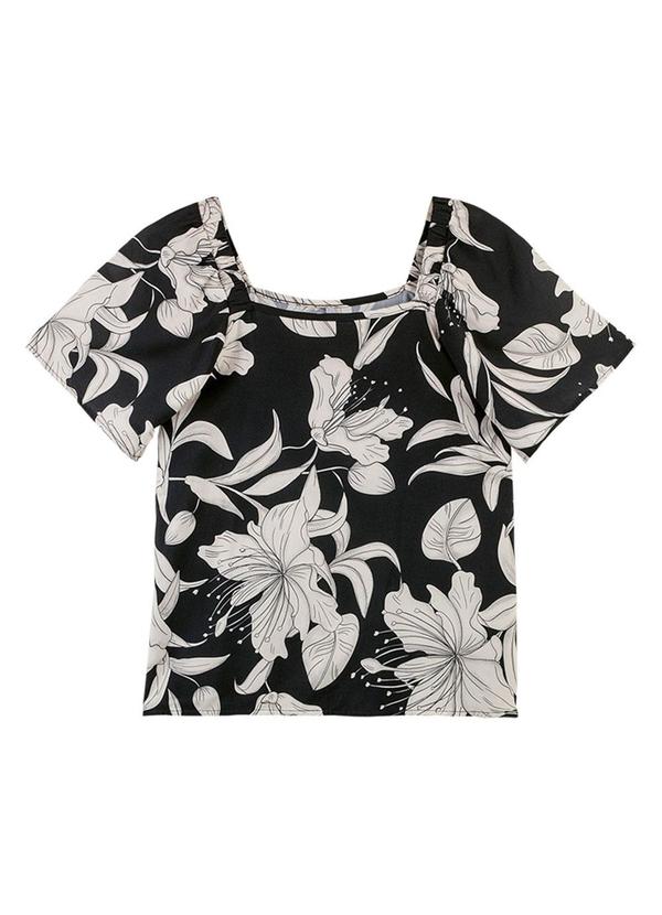 Rezzato - Blusa Estampada Ampla Adulto Feminino Preto