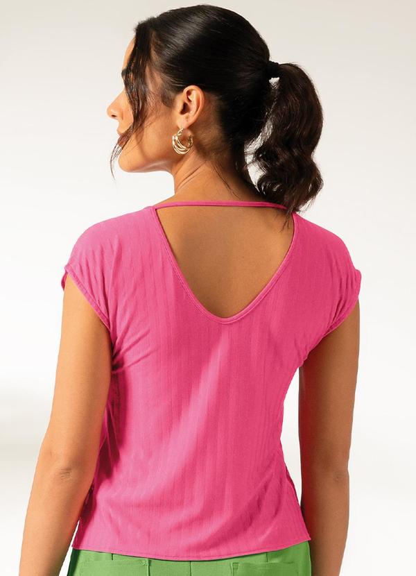 Cativa - Blusa Estampada com Abertura em V Rosa 2