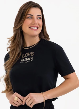 Habana - Blusa Estampada com Bordado em Algodão Preto - HABANA