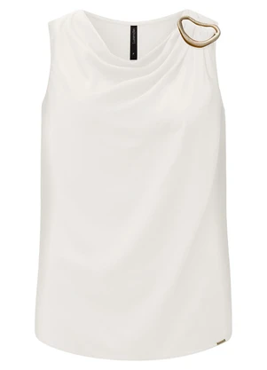 Lunender - Blusa Estampada com Decote Degagê Branco - LUNENDER