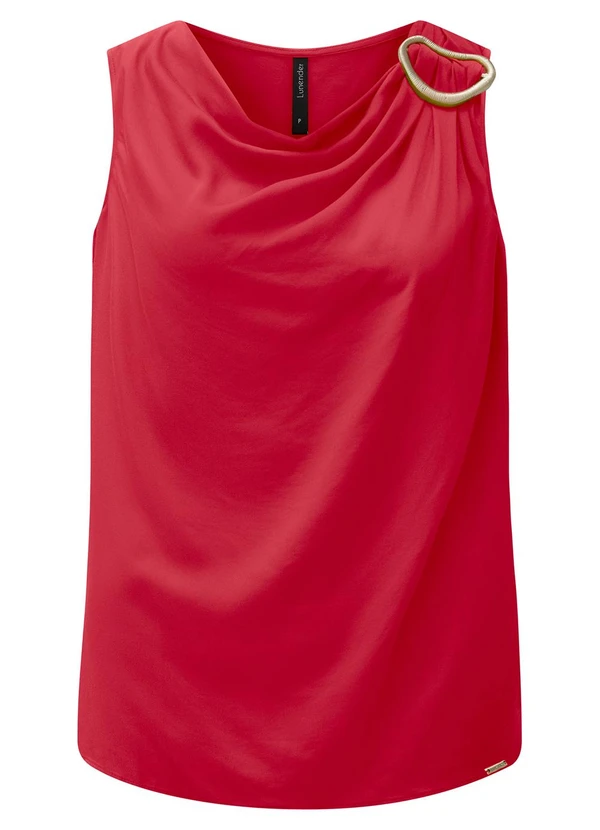 Lunender - Blusa Estampada com Decote Degagê Vermelho 6