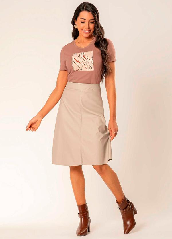 Cativa - Blusa Estampada com Efeito Puff e Glitter Marrom 2