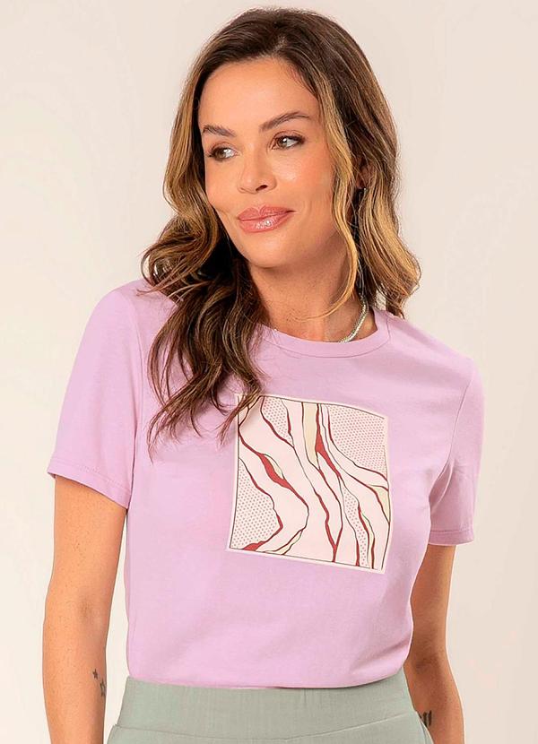 Cativa - Blusa Estampada com Efeito Puff e Glitter Roxo