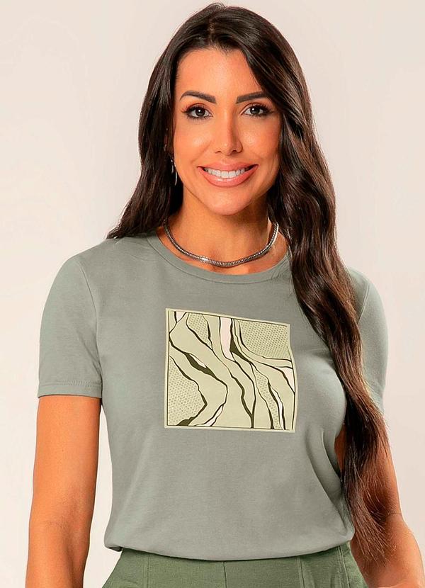 Cativa - Blusa Estampada com Efeito Puff e Glitter Verde