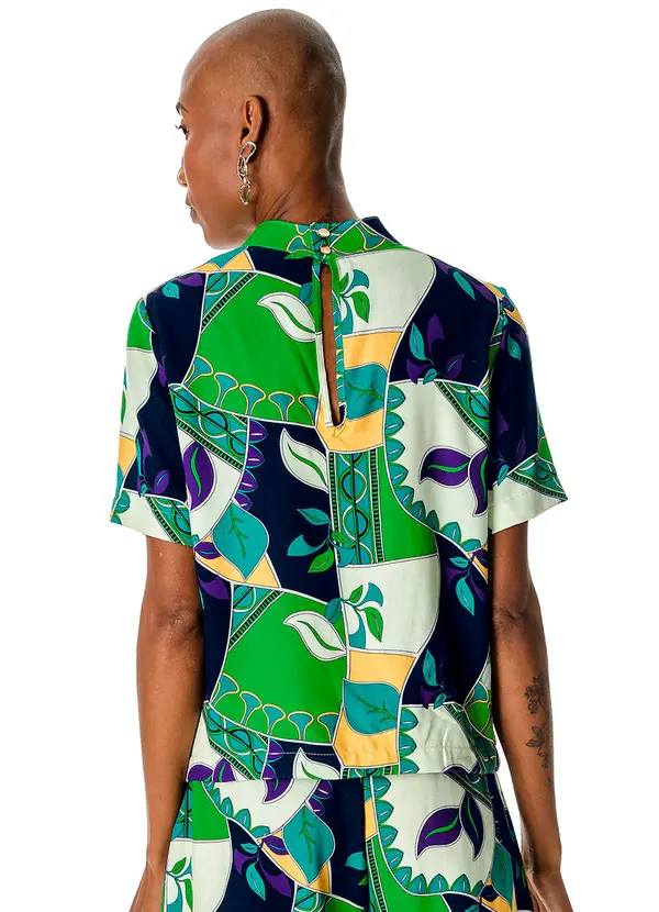 Rovitex - Blusa Estampada com Gola Dupla Feminina Verde 2