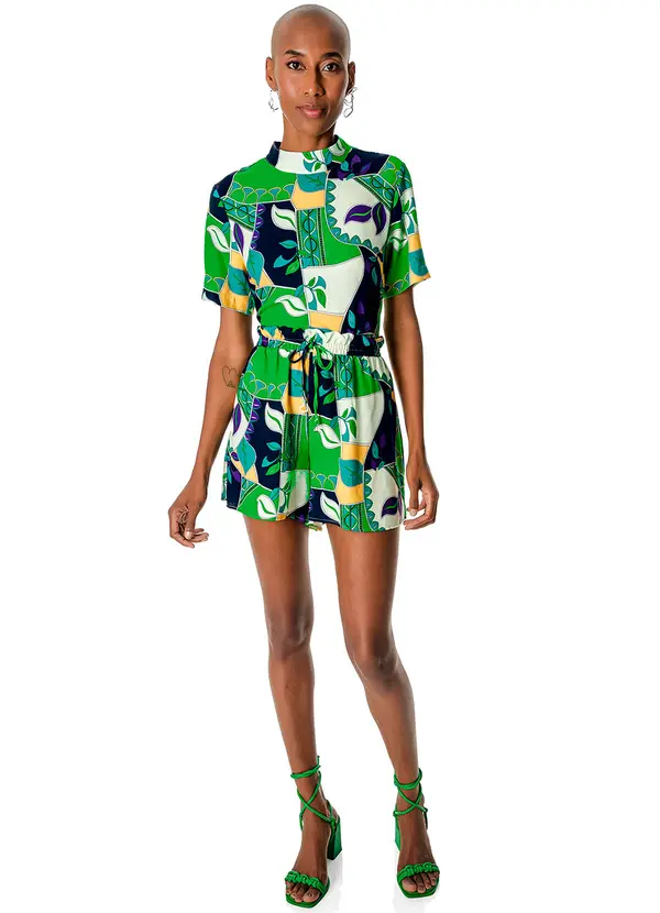 Rovitex - Blusa Estampada com Gola Dupla Feminina Verde 3