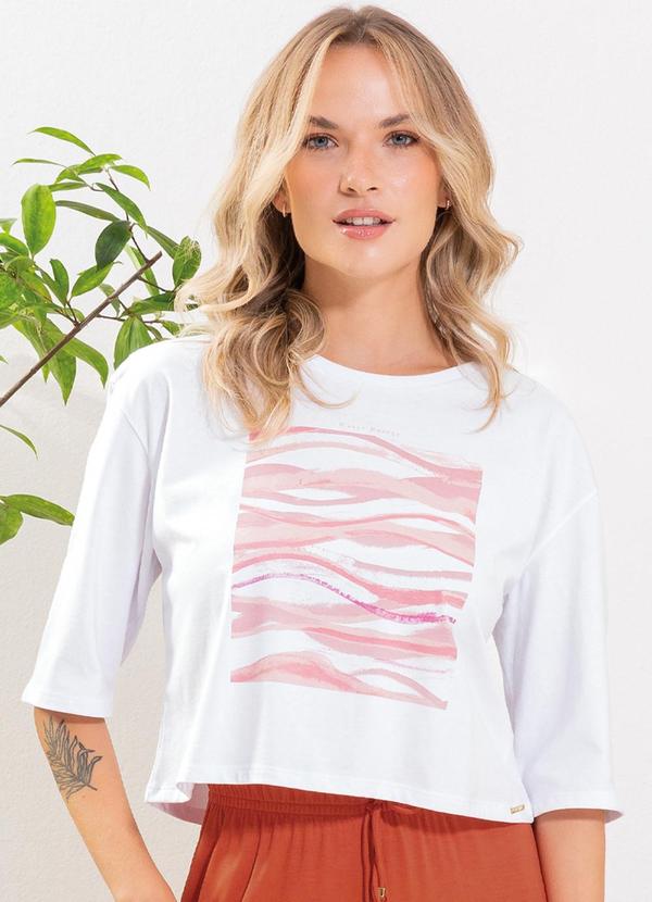 Cativa - Blusa Estampada com Mangas Curtas Branco