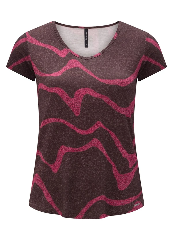 Lunender - Blusa Estampada D com Decote em V Marrom 6