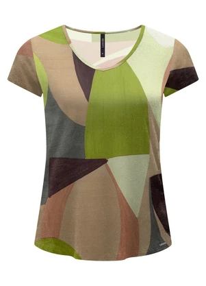 Lunender - Blusa Estampada D com Decote em V Verde - LUNENDER