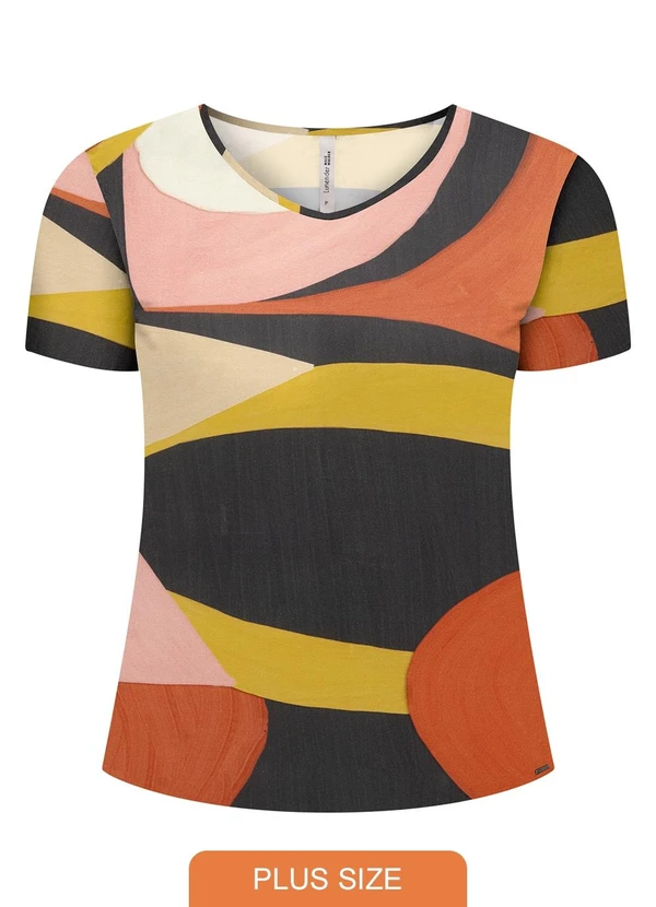 Lunender Mais Mulher - Blusa Estampada D Plus Size Laranja