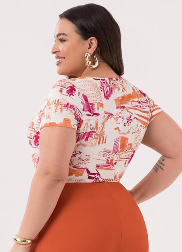 Lunender Mais Mulher - Blusa Estampada D Plus Size Laranja 2
