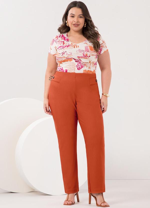 Lunender Mais Mulher - Blusa Estampada D Plus Size Laranja 3