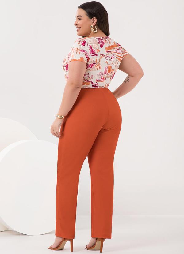 Lunender Mais Mulher - Blusa Estampada D Plus Size Laranja 4