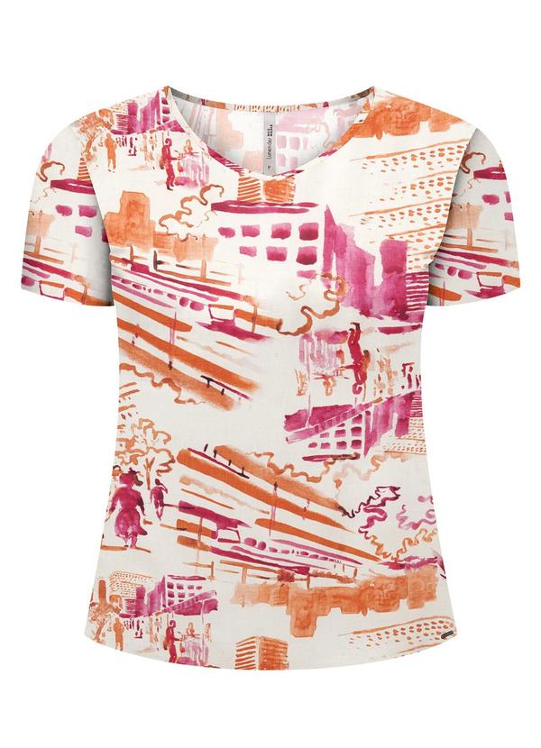 Lunender Mais Mulher - Blusa Estampada D Plus Size Laranja 5