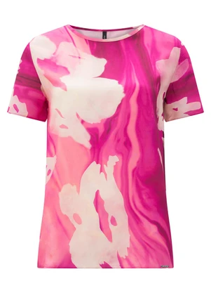 Lunender - Blusa Estampada de Mangas Curtas em Viscose Rosa - LUNENDER