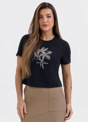 Habana - Blusa Estampada em Algodão Preto - HABANA