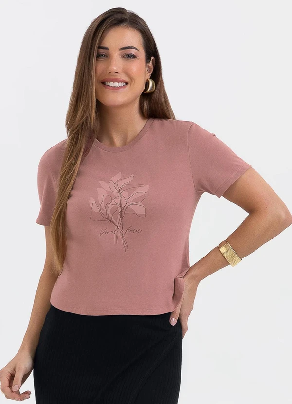 Habana - Blusa Estampada em Algodão Rosa