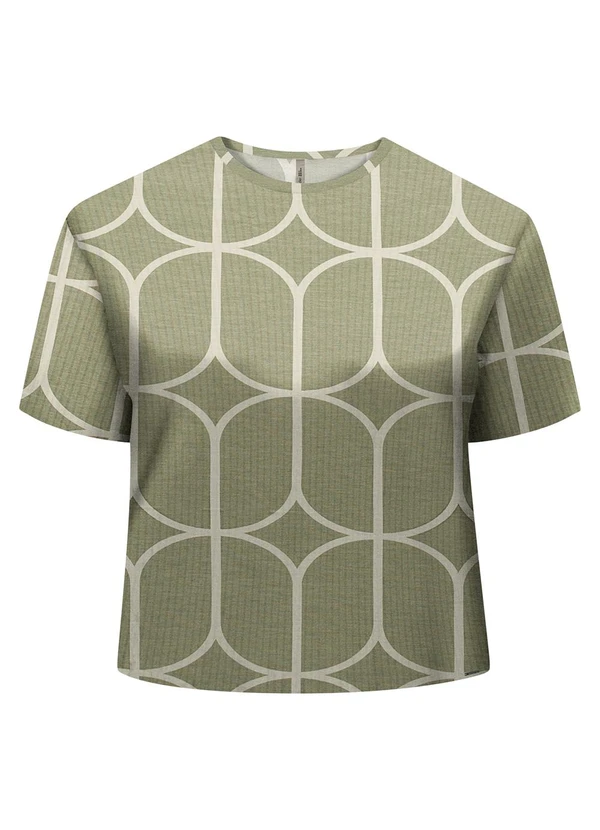 Lunender Mais Mulher - Blusa Estampada  em Malha Canelada Verde