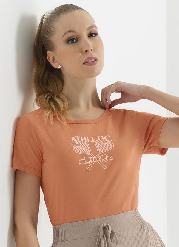 Cativa - Blusa Estampada em Malha Comfort Laranja