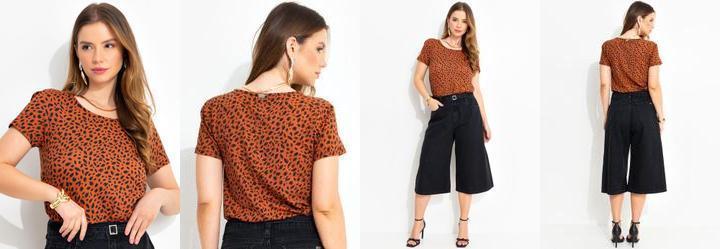 Blusa Estampada em Malha de Viscose