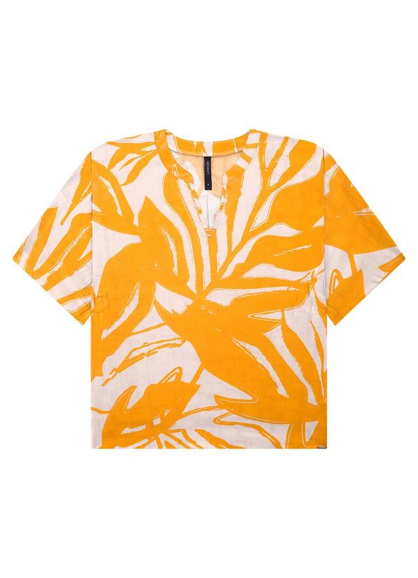 Lunender - Blusa Estampada em Viscose Amarelo